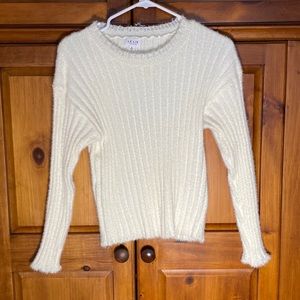 Le Lis Cream White Fancy Long Sleeve Sweater